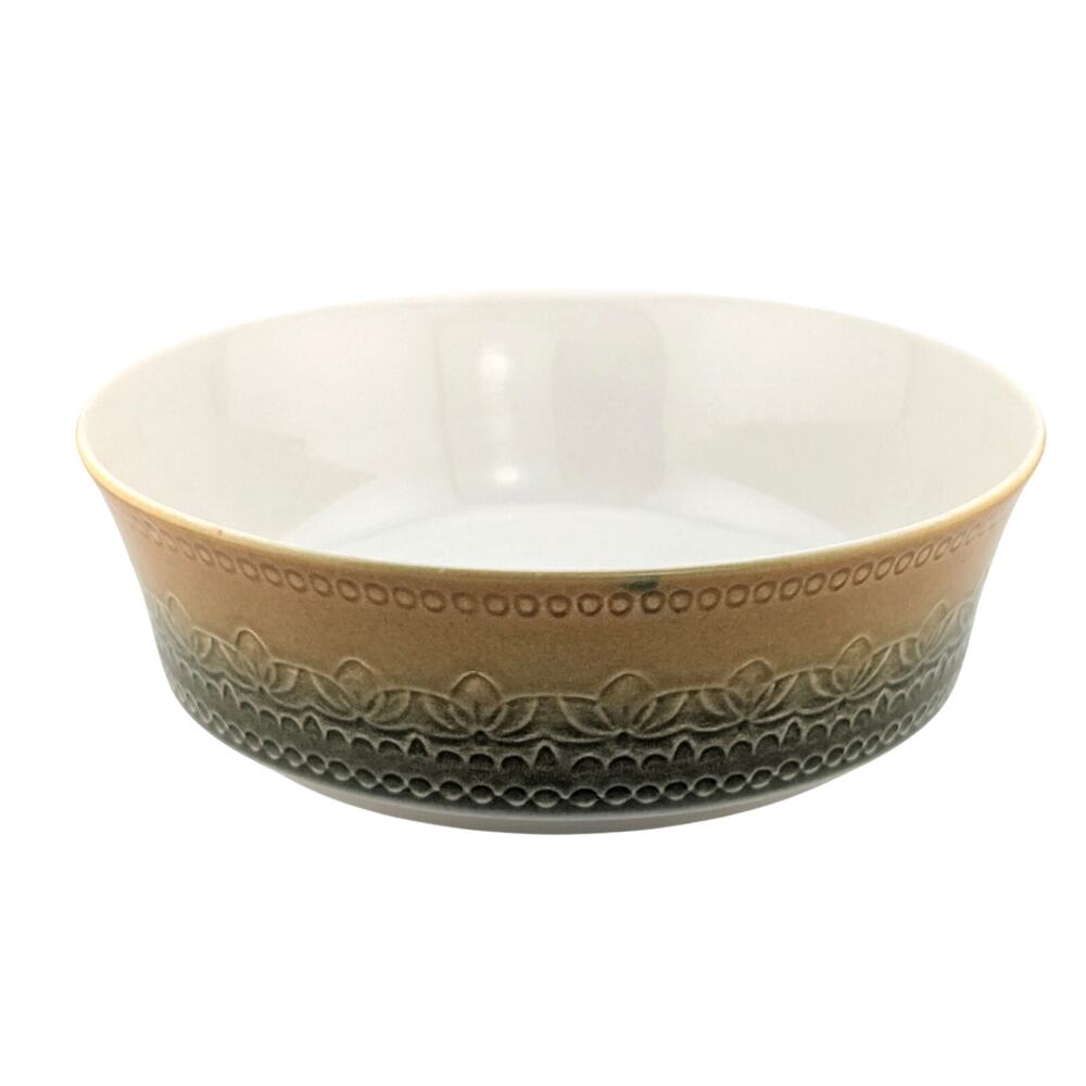 Vintage Syracuse China Carefree Calypso Montego Serving Bowl MCM Boho Gold Green